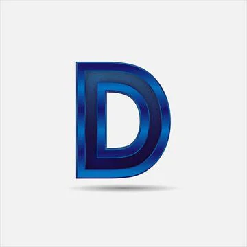 D letter with glitter rendering effect, blue color design, vector illustration Illustrazione stock