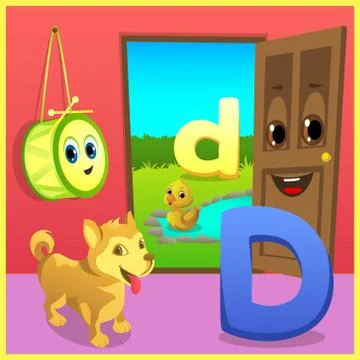 D letter for kids learning Stock Illustration
