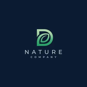 D Letter Leaf Logo Icon Design Vector Stock Illustration