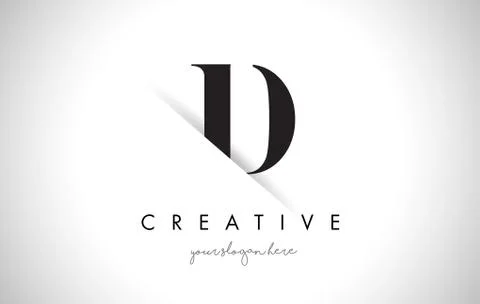 D Letter Logo Design with Creative Paper Cut Stock-Illustration
