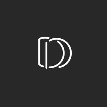 D letter logo design monogram, elegant business card black and white template Stock Illustration