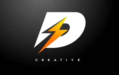 D letter Logo Design With thunderbold sign icon Vector. Thunder Letter Creati イラスト素材