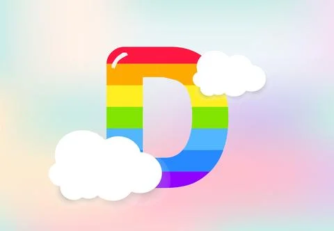 D Letter Rainbow patterns design, abstract rainbow letter for kids, love, f.. Stock Illustration