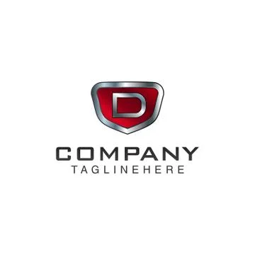 D Letter shield vector logo template. Black and red color Stock Illustration