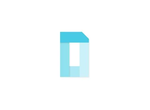 D letter, vector logo, paper cut desing font made of blue color tones .Isolat Stock Illustration