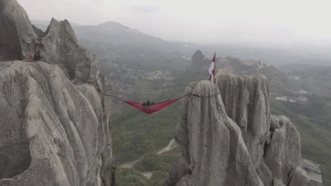D-log footage Hammocking at Tebing Masigit Padalarang Stock Footage 242606134