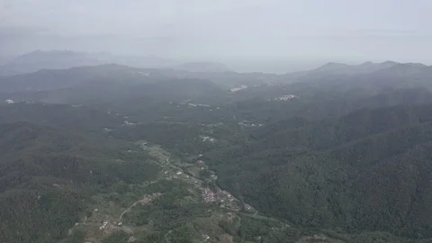 D-Log. Italy. Forest covered mountains and villas. The territory of Pignone in Video stock 123955295