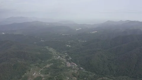 D-Log. Italy. Forest covered mountains and villas. The territory of Pignone in Stock Footage 123955323