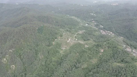 D-Log. Italy. Forest covered mountains and villas. The territory of Pignone in Stock Footage 123955445