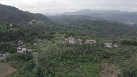 D-Log. Italy. Forest covered mountains and villas. The territory of Pignone in Stock Footage 123955872