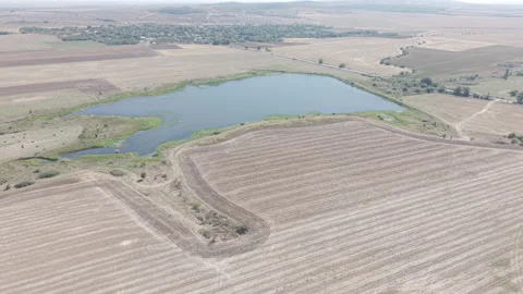 D-Log M Aerial View of a Reservoir Stock Footage 345837426