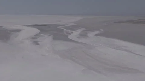 D-Log M. Aksaray, Turkey. Tuz Golu salt lake, vast white salt flats with subtle Stock Footage 339764983