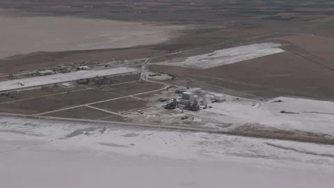 D-Log M. Aksaray, Turkey. Tuz Golu salt lake industrial harvesting complex, vast Stock Footage 339765492