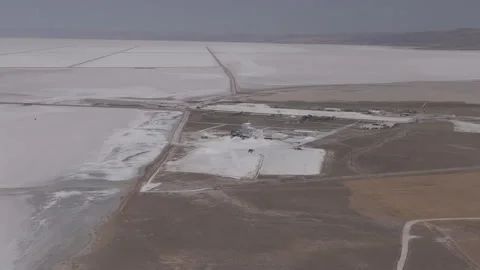 D-Log M. Aksaray, Turkey. Tuz Golu salt flats and adjacent salt processing Stock Footage 339765579