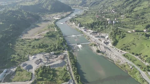D-Log M. Ardeshen, Turkey. Firtina River Valley. River rapids. Sunny morning, Stock Footage 313650989