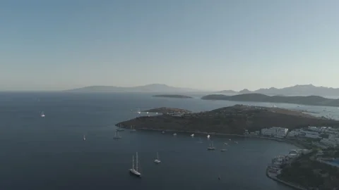 D-Log M. Bodrum, Turkey. Aerial drone view of peaceful landscape with green Stock Footage 319518957