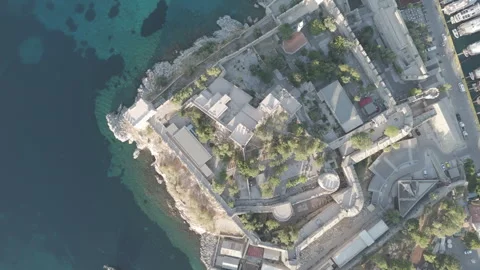 D-Log M. Bodrum, Turkey. Epic drone shot of Bodrum Castle - perfect social media Stock Footage 319519685