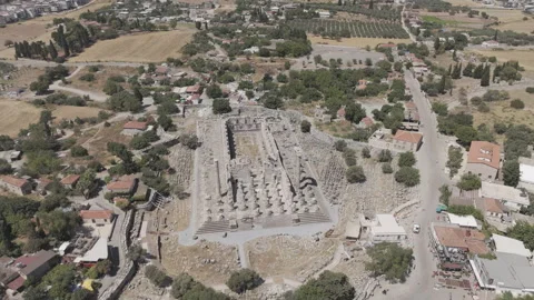 D-Log M. Didim, Turkey. Stone steps and entrance to Apollo Temple at Didyma with Stock Footage 319886314