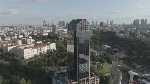 D-Log M. Istanbul, Turkey. Suzer Plaza. Business center in a skyscraper. Morning Stock Footage 314489655