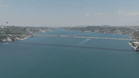 D-Log M. Istanbul, Turkey. Aerial drone view of 15 July Martyrs Bridge vital Video stock 317070984