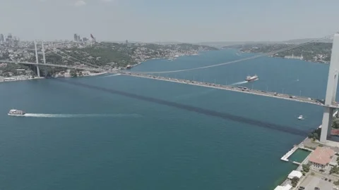 D-Log M. Istanbul, Turkey. Famous tourist destination 15 July Martyrs Bridge Stock Footage 317073160