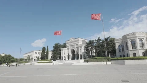 D-Log M. Istanbul, Turkey. Istanbul University main gate, monumental stone arch Stock Footage 336068060