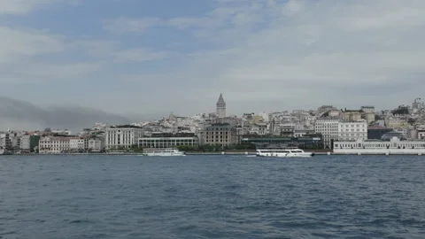 D-Log M. Istanbul, Turkey. Galata Tower, medieval stone tower with conical roof, Stock Footage 339764697