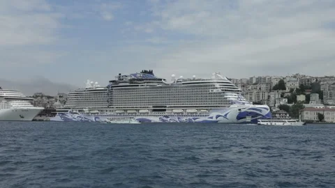 D-Log M. Istanbul, Turkey. Norwegian Viva, a 142,500-ton Prima-class cruise ship Stock Footage 339764738