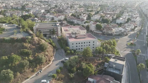 D-Log M. Marmaris, Turkey. Marmaris Adliyesi courthouse building in morning 스톡 동영상 320038237