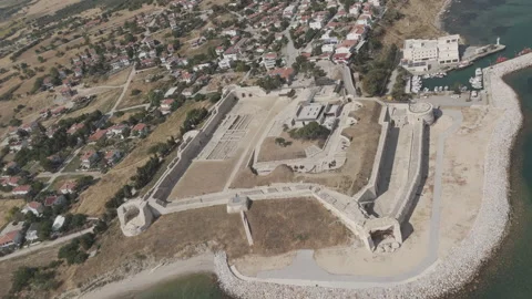 D-Log M. Seddulbahir, Eceabat, Turkey. Aerial view of Sedd el Bahr Fortress Stock Footage 318630785