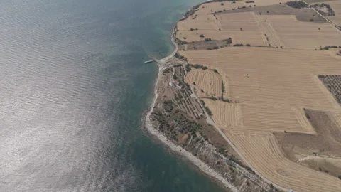 D-Log M. Seddulbahir, Eceabat, Turkey. Panoramic aerial view of Helles Memorial Stock Footage 318631613