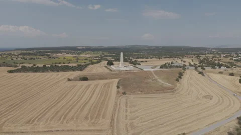 D-Log M. Seddulbahir, Eceabat, Turkey. Helles Memorial obelisk towering over Stock Footage 318632735
