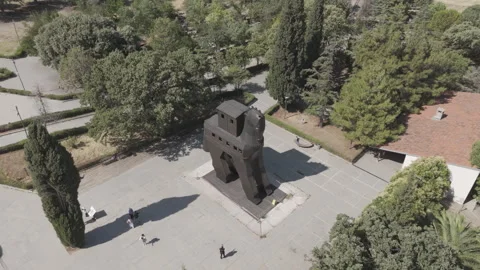 D-Log M. Tevfikiye, Turkey. Replica of the legendary Trojan Horse standing among Stock Footage 318639982