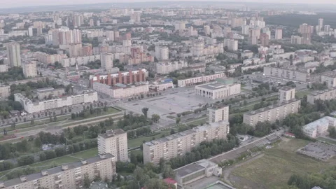 D-Log. Perm, Russia. Perm City Center - Park City Esplanade. Perm Territory Stock Footage 140007538