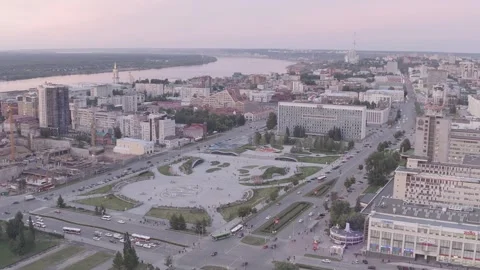 D-Log. Perm, Russia. Perm City Center - Park City Esplanade. Perm Territory Stock-Footage 140008068