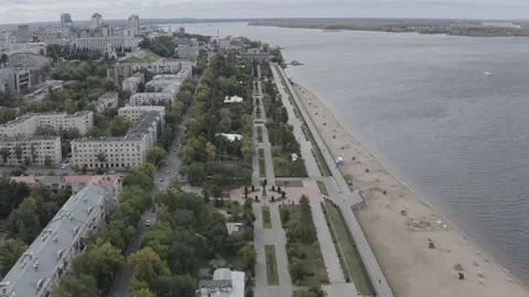 D-Log. Samara, Russia. Beach - Field Descent. Monument to Prince Grigory Vidéo 150565469