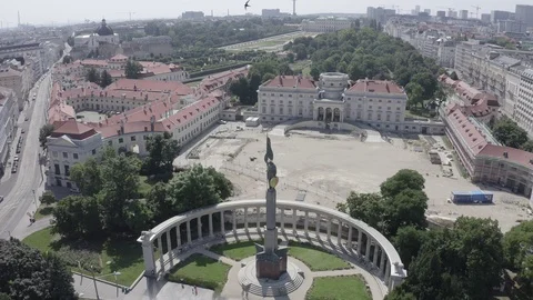 D-Log. Vienna Austria Monument to Soviet soldiers EN:ETERNAL GLORY TO HEROES OF Stock Footage 123958898
