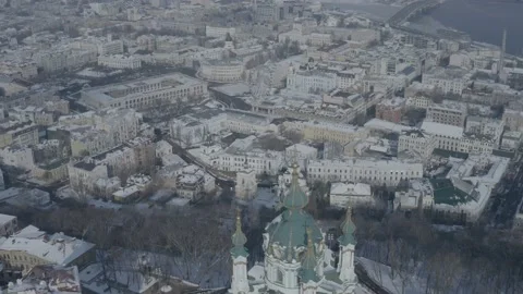 D-log. Winter city Kiev. Ukraine. City center. Sunny day. Historical center. 스톡 동영상 150957214
