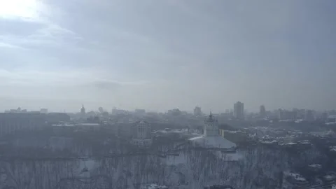 D-log. Winter city Kiev. Ukraine. City center. Sunny day. Historical center. 스톡 동영상 150960214