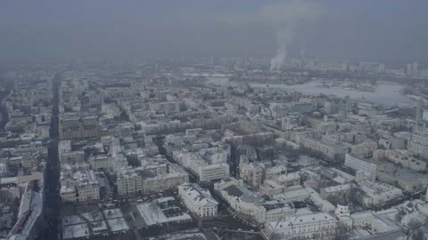 D-log. Winter city Kiev. Ukraine. City center. Sunny day. Historical center. 스톡 동영상 150960281