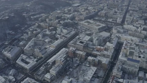 D-log. Winter city Kiev. Ukraine. City center. Sunny day. Historical center. 스톡 동영상 150960296