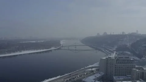 D-log. Winter city Kiev. Ukraine. City center. Sunny day. Historical center. 스톡 동영상 150960483