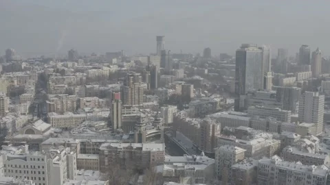 D-log. Winter city Kiev. Ukraine. City center. Sunny day. Historical center. 스톡 동영상 150981260