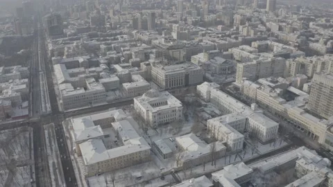 D-log. Winter city Kiev. Ukraine. City center. Sunny day. Historical center. 動画素材 150981494