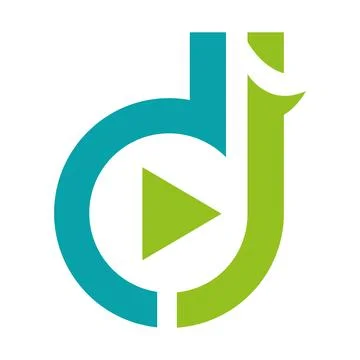 D logo and unique digital video play logo design vector. Stock Illustration