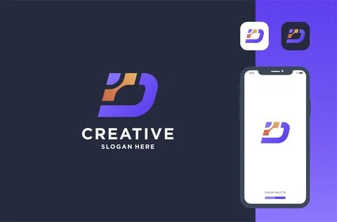D logo design technology business brand inspiration Stock Illustration