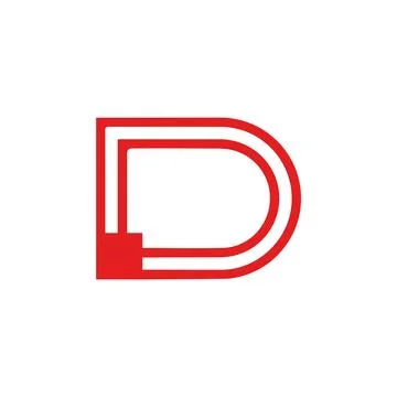 D logo, simple icon, red catchy logo Stock Illustration