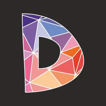 D low poly alphabet vector letter isolated on black background Stock Illustration