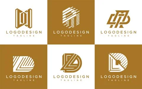 D M DM D L DL logo design template set. Modern DL DM letter initial logo vector. Stock Illustration