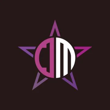 D M initials circle with stars and black background 스톡 일러스트